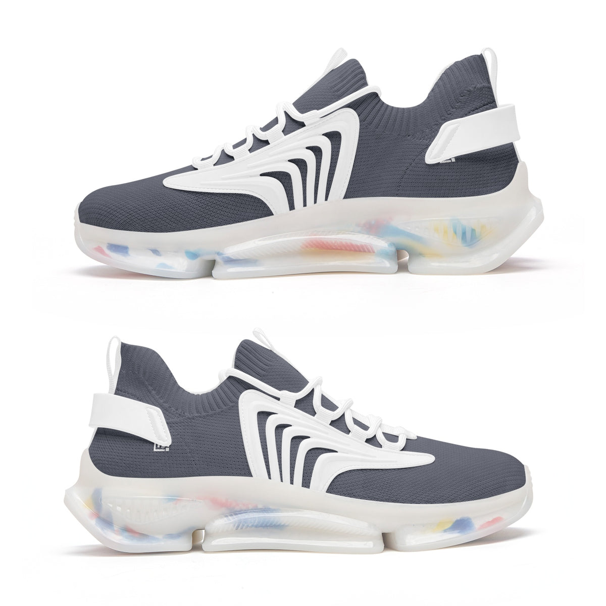 Futuristic High-Performance Sneakers – Gray & White with Transparent Sole