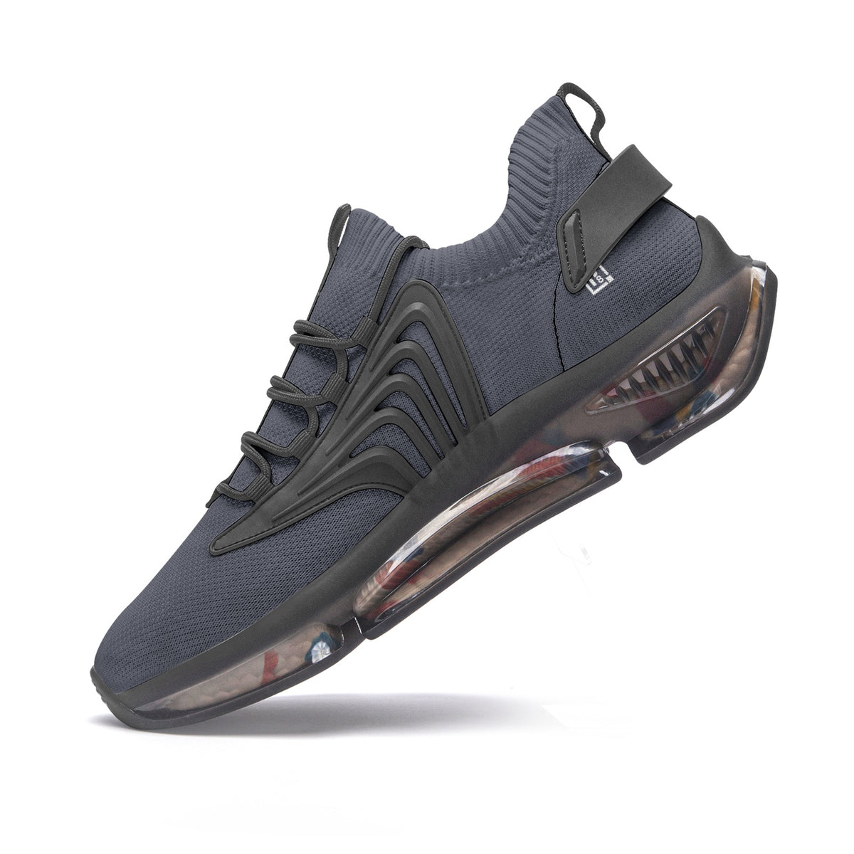 Futuristic High-Performance Sneakers – Gray & White with Transparent Sole