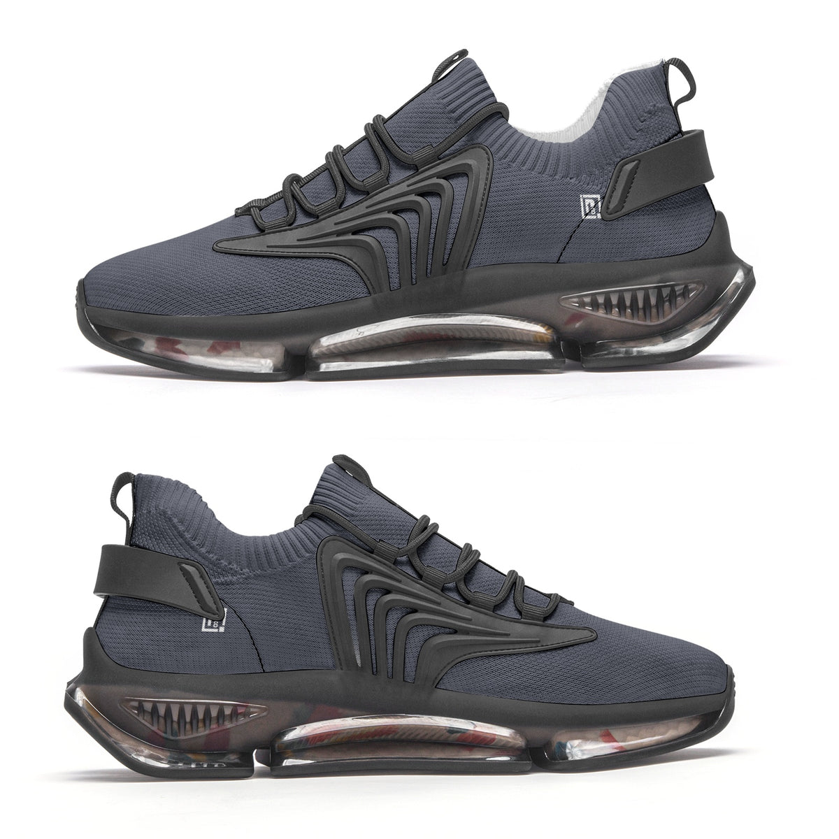 Futuristic High-Performance Sneakers – Gray & White with Transparent Sole