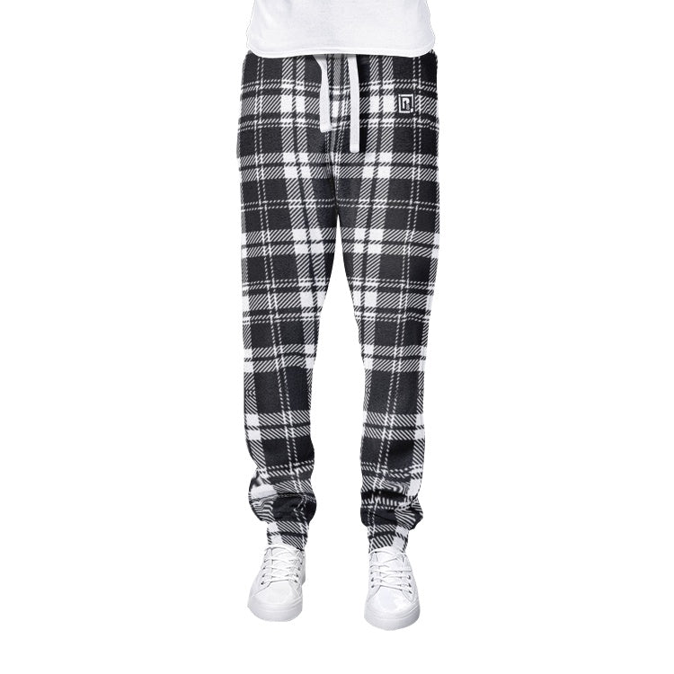 Men’s Black & White Plaid Sweatpants