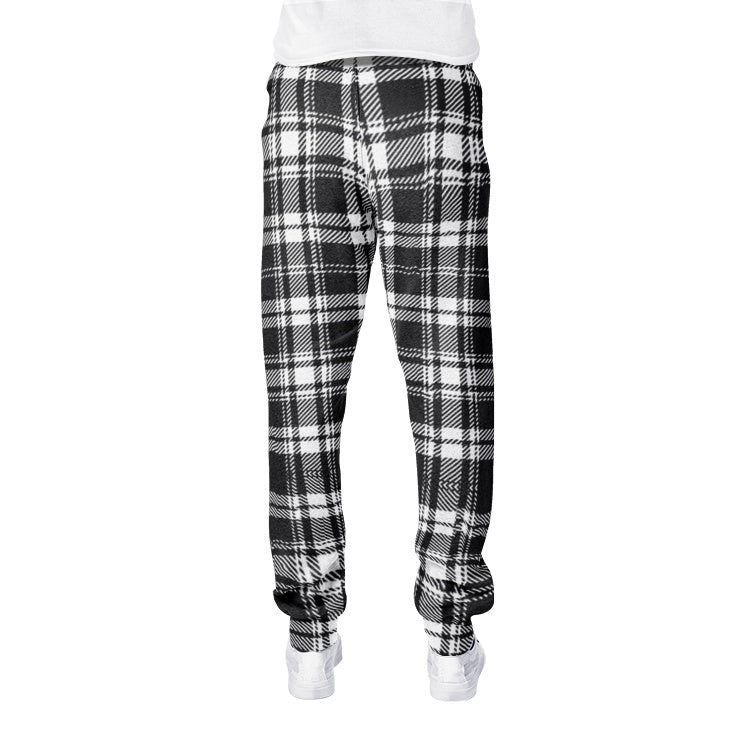 Men’s Black & White Plaid Sweatpants