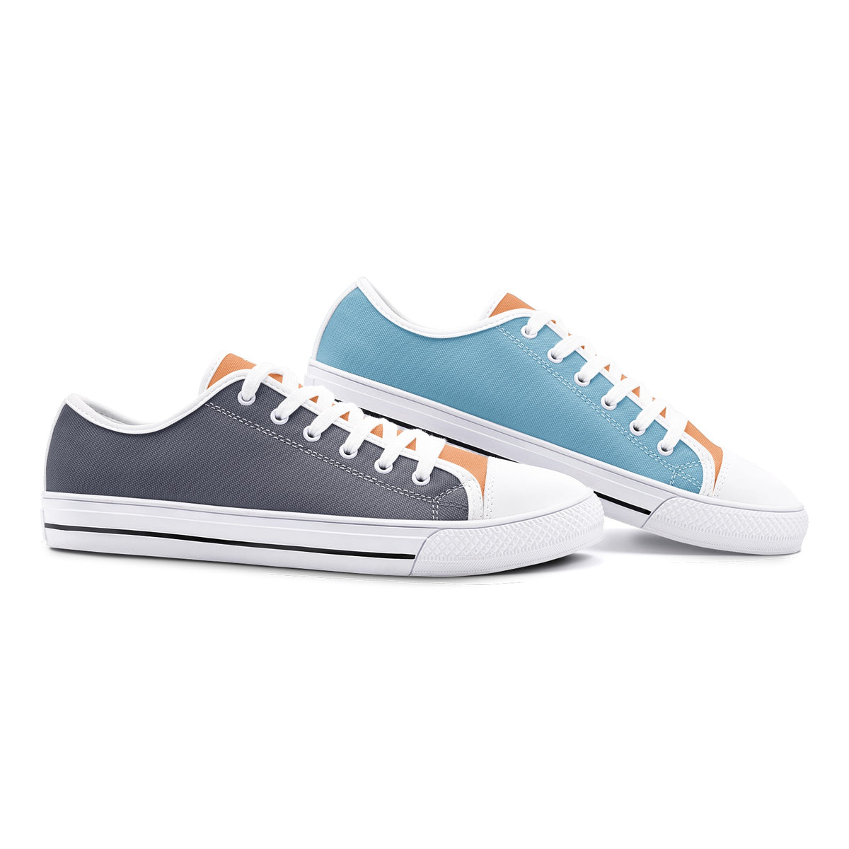 Men's Gray and Orange Low-Top Canvas Sneakers