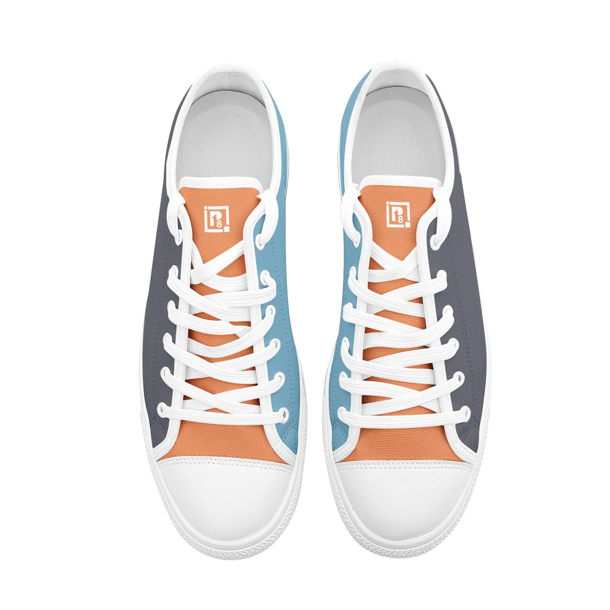 Men's Gray and Orange Low-Top Canvas Sneakers