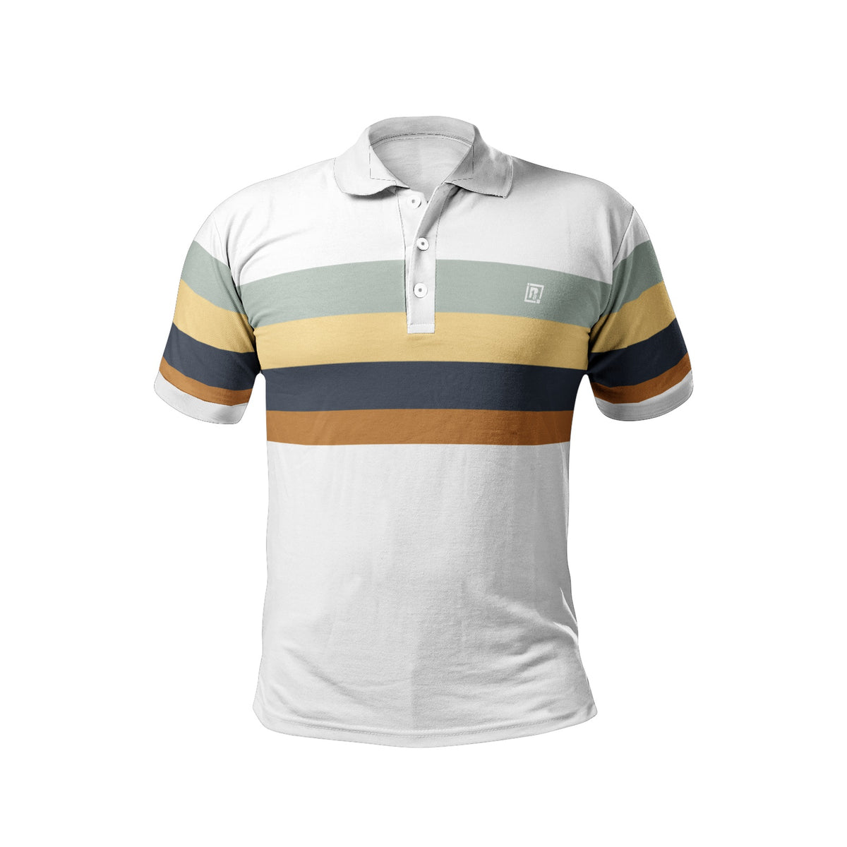 Men’s White Multi-Stripe Polo T-Shirt