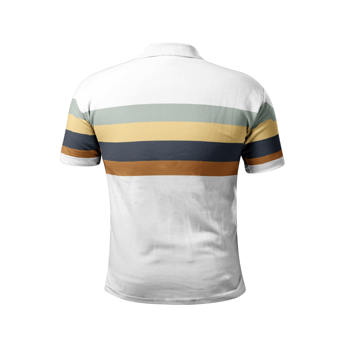Men’s White Multi-Stripe Polo T-Shirt