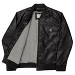 Black Faux Leather Bomber Jacket