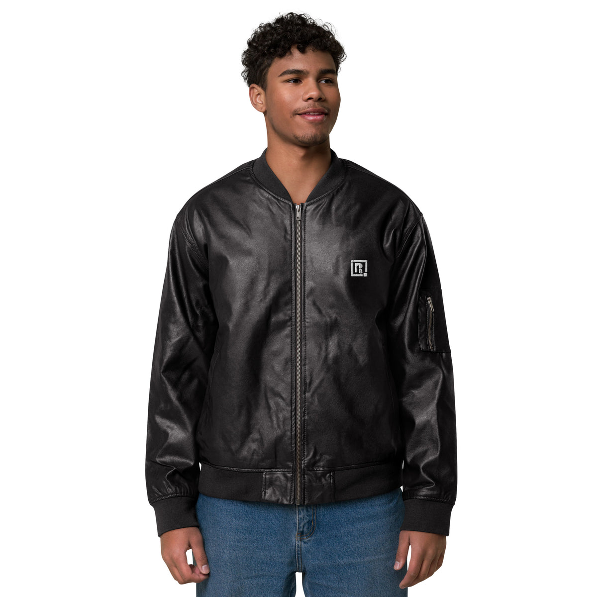 Men’s Black Faux Leather Bomber Jacket – Sleek, Stylish & Durable