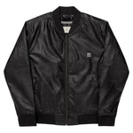 Black Faux Leather Bomber Jacket