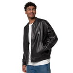 Men’s Black Faux Leather Bomber Jacket – Sleek, Stylish & Durable