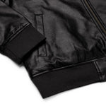 Black Faux Leather Bomber Jacket