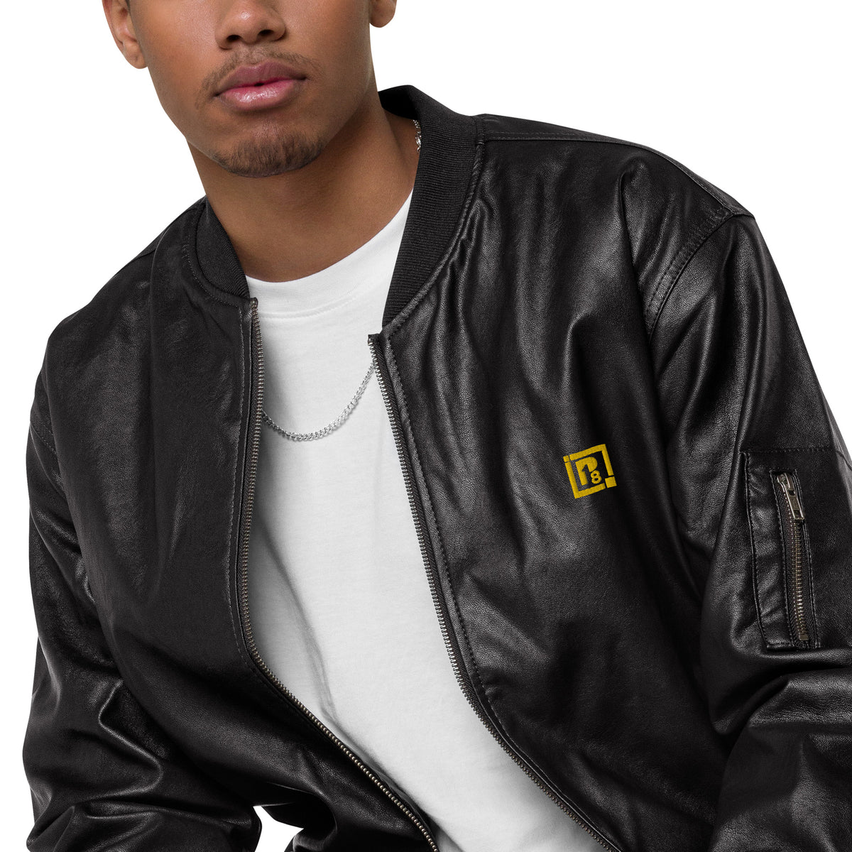 Men’s Black Faux Leather Bomber Jacket – Classic, Stylish & Durable