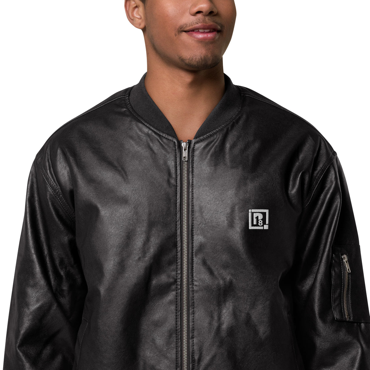 Men’s Black Faux Leather Bomber Jacket – Sleek, Stylish & Durable