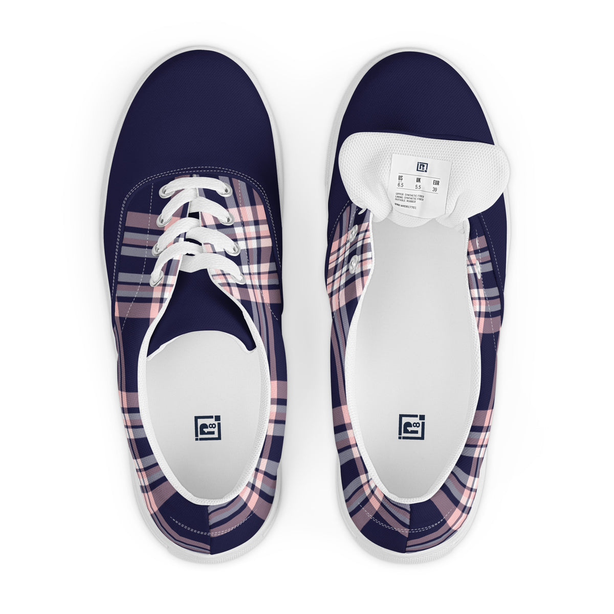 Men's Navy Plaid Canvas Sneakers