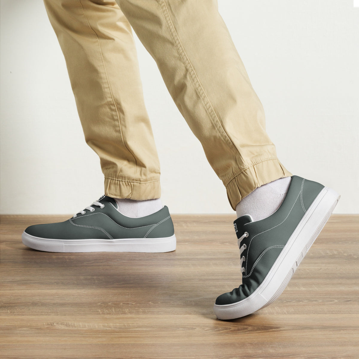 Men's Olive Green Lace-Up Canvas Shoes