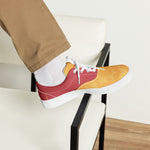 Men's Vibrant Yellow and Red Lace-Up Canvas Shoes