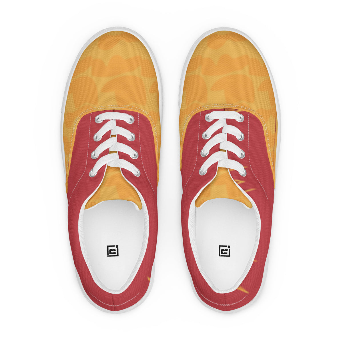 Men's Vibrant Yellow and Red Lace-Up Canvas Shoes