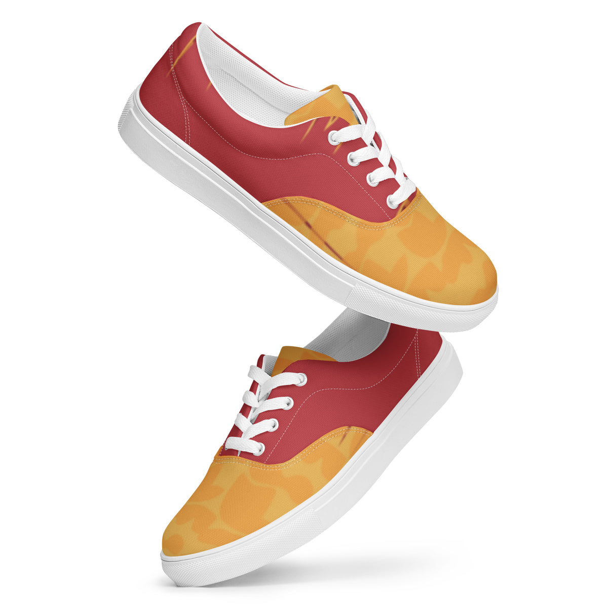 Men's Vibrant Yellow and Red Lace-Up Canvas Shoes