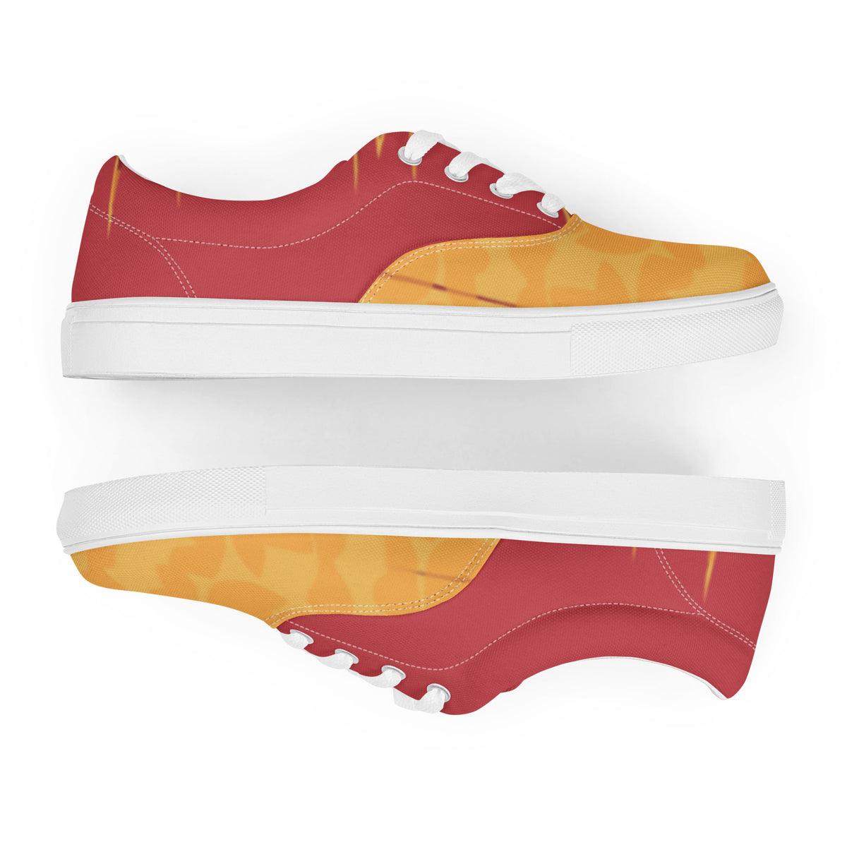 Men's Vibrant Yellow and Red Lace-Up Canvas Shoes