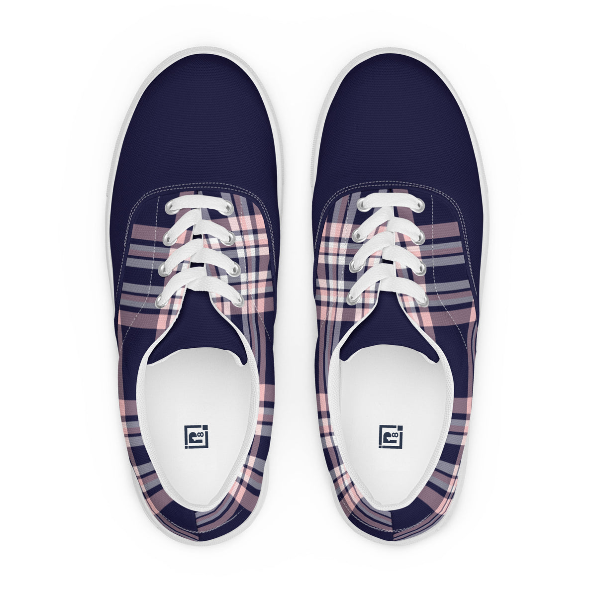 Men's Navy Plaid Canvas Sneakers