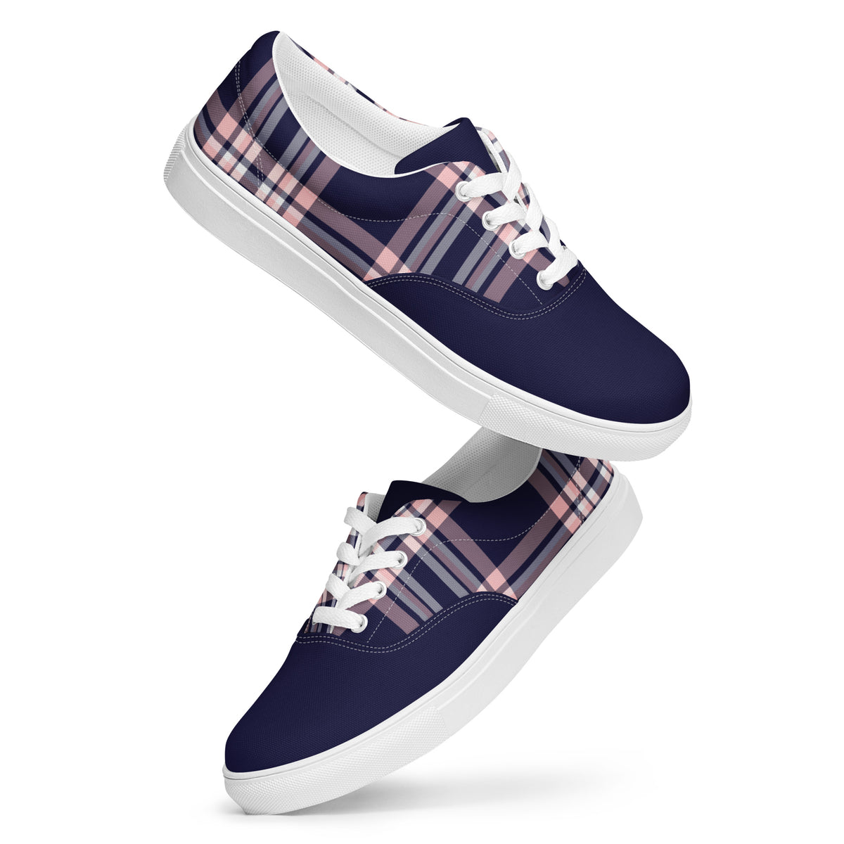 Men's Navy Plaid Canvas Sneakers