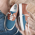 Men's Blue & Brown Lace-Up Canvas Shoes