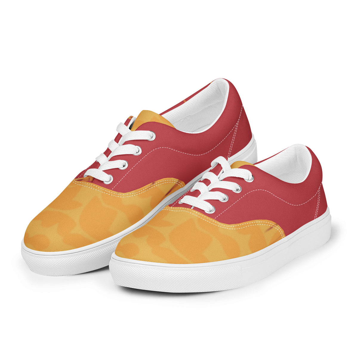 Men's Vibrant Yellow and Red Lace-Up Canvas Shoes