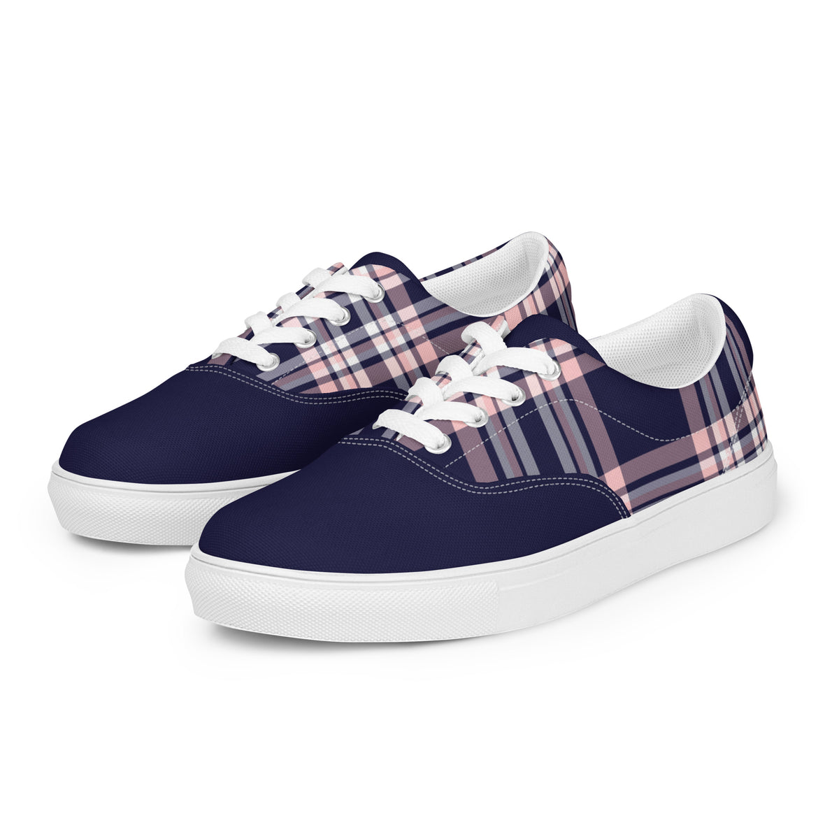 Men's Navy Plaid Canvas Sneakers