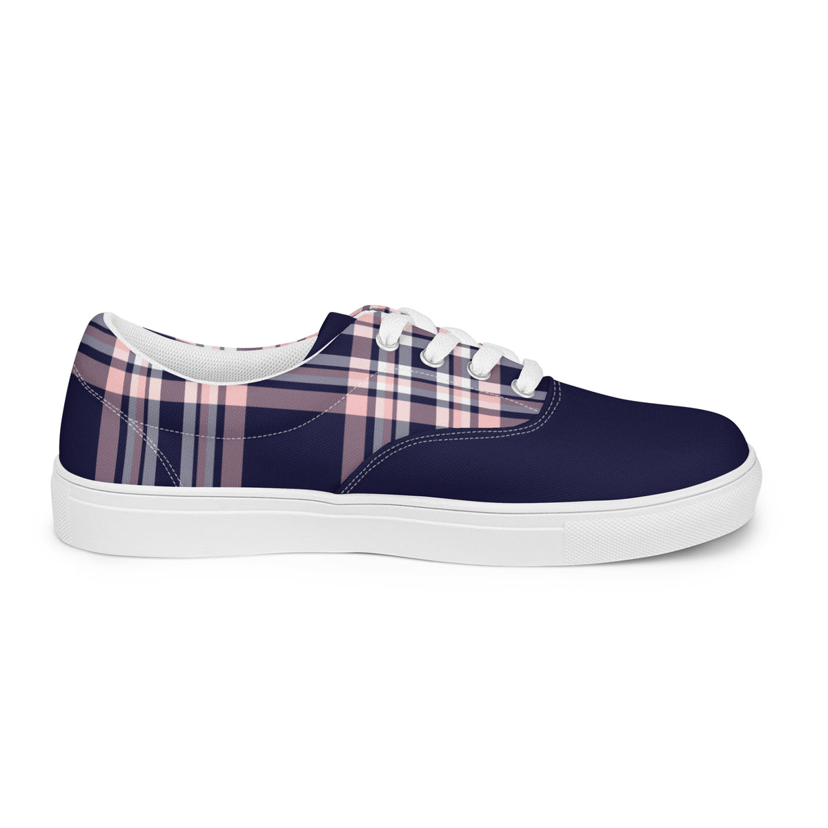 Men's Navy Plaid Canvas Sneakers