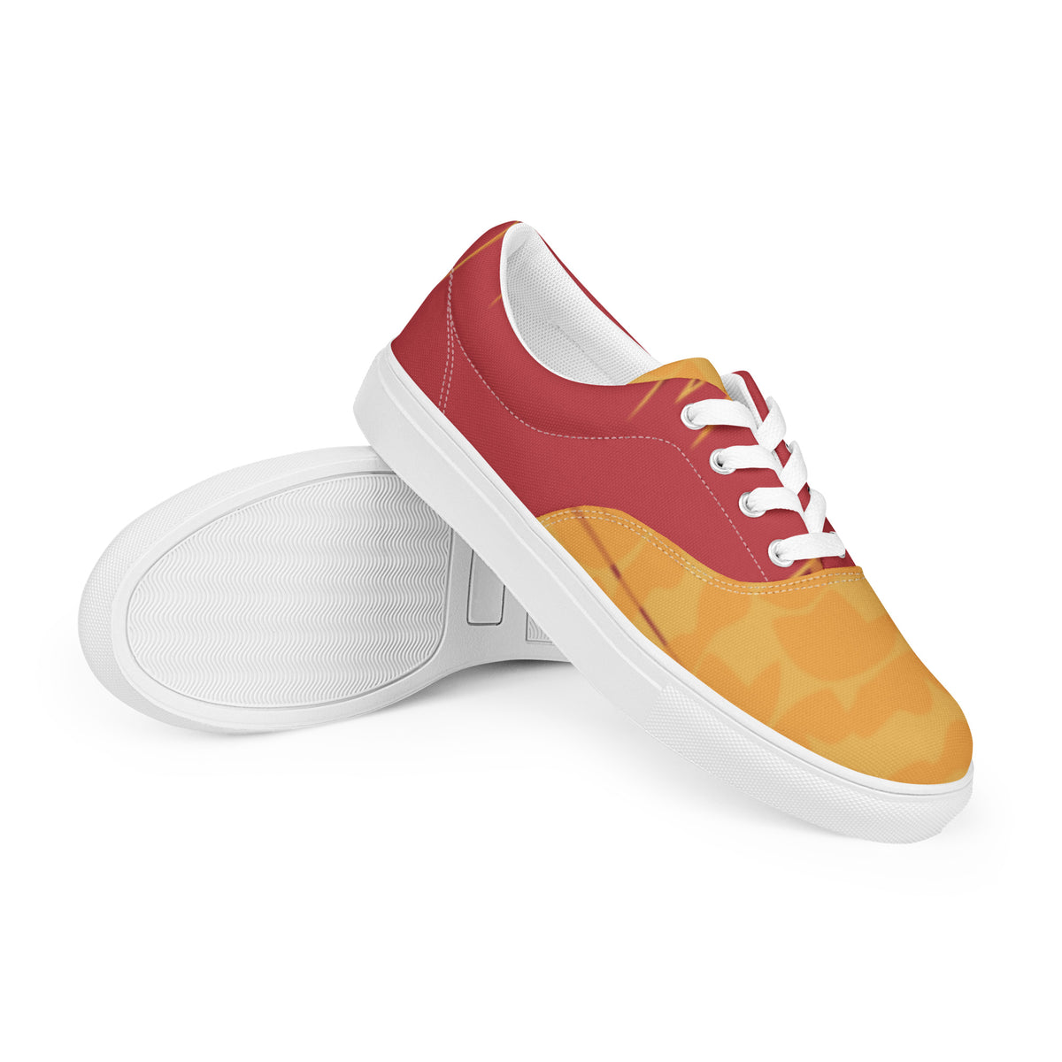 Men's Vibrant Yellow and Red Lace-Up Canvas Shoes