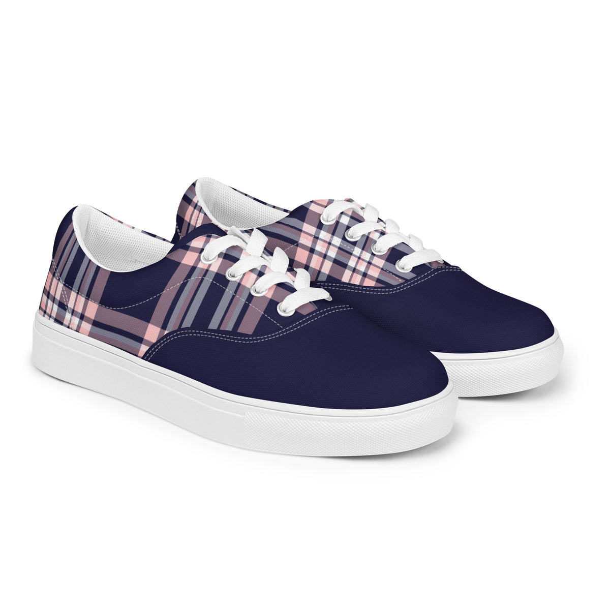 Men's Navy Plaid Canvas Sneakers