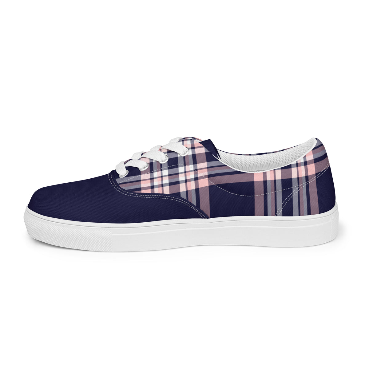 Men's Navy Plaid Canvas Sneakers