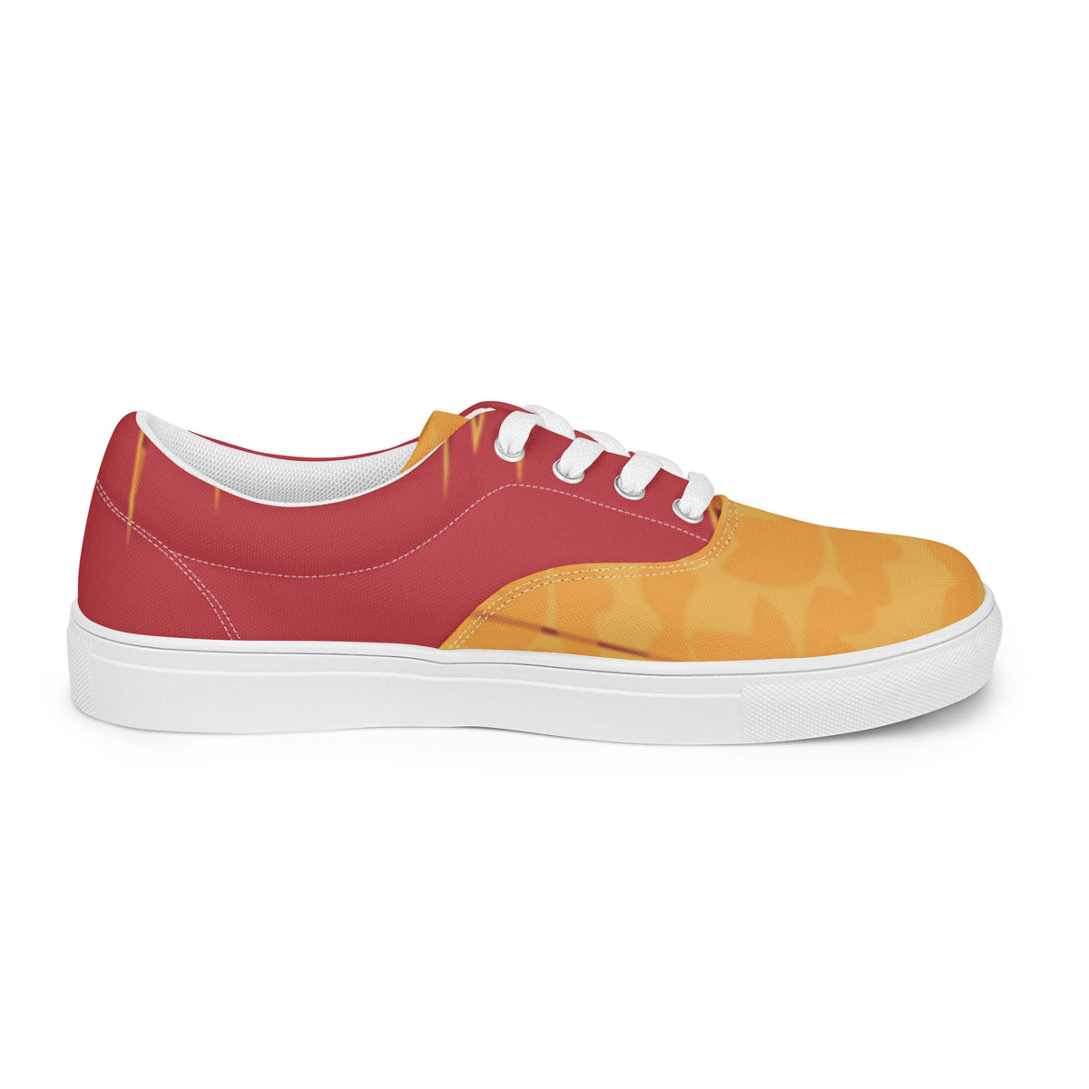 Men's Vibrant Yellow and Red Lace-Up Canvas Shoes