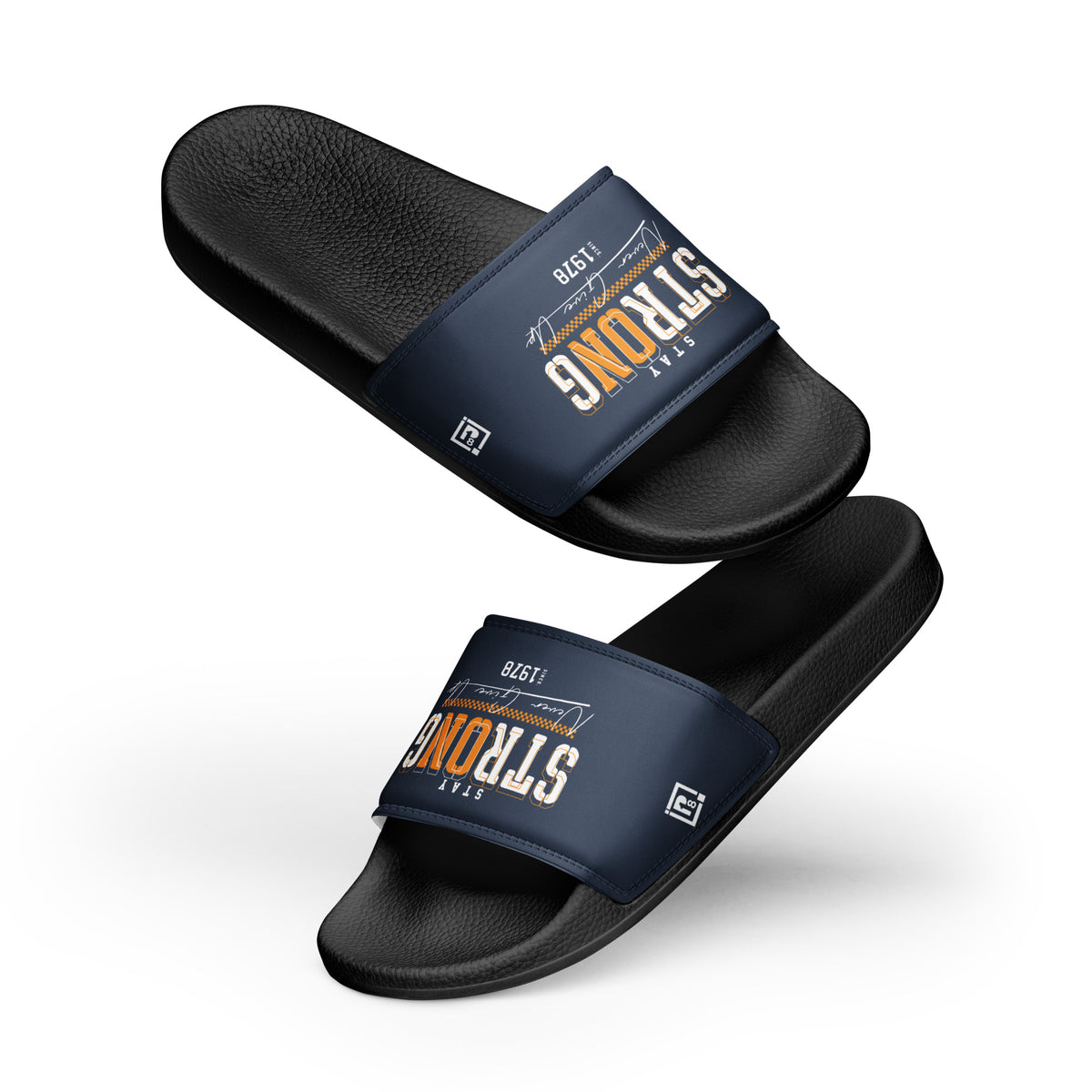 Men's "Stay Strong" Navy Slide Sandals