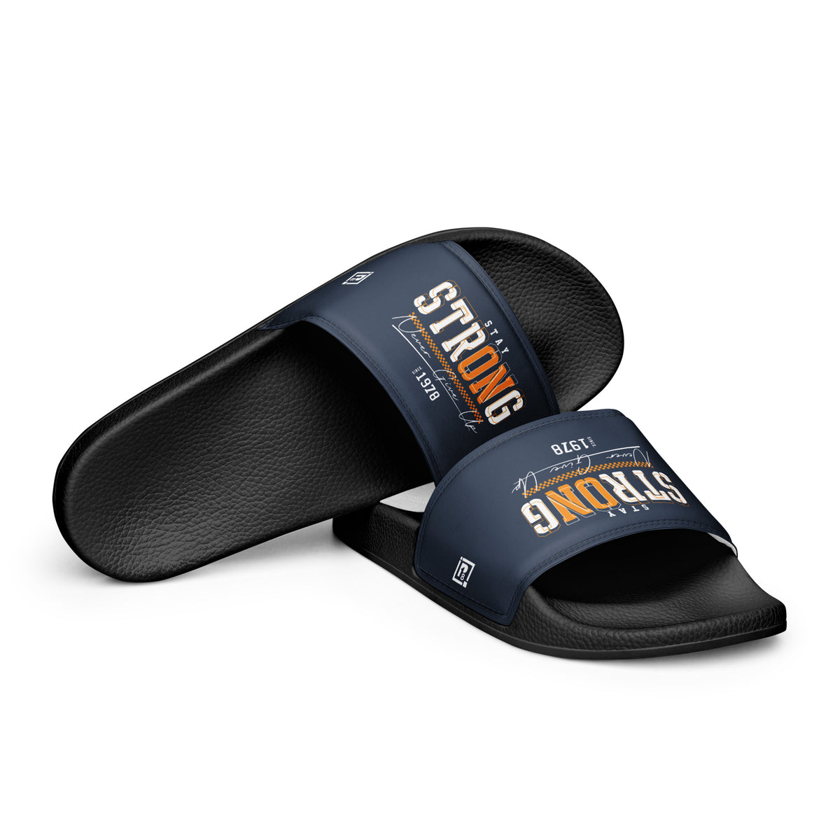 Men's "Stay Strong" Navy Slide Sandals