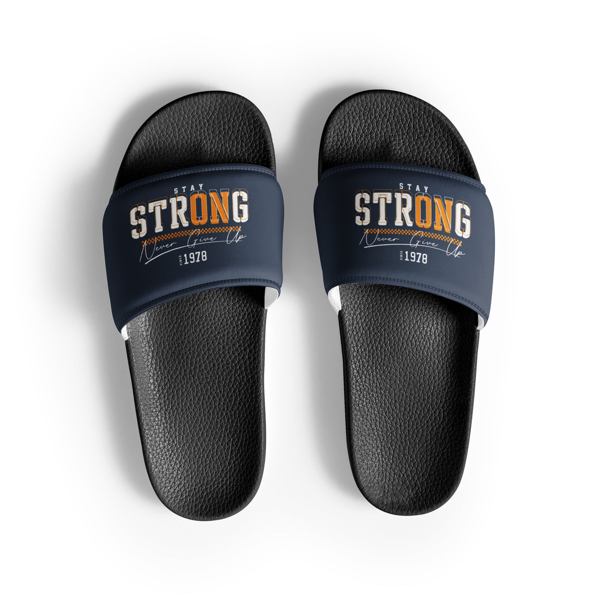 Men's "Stay Strong" Navy Slide Sandals