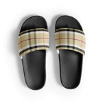Men's Beige Plaid Slide Sandals