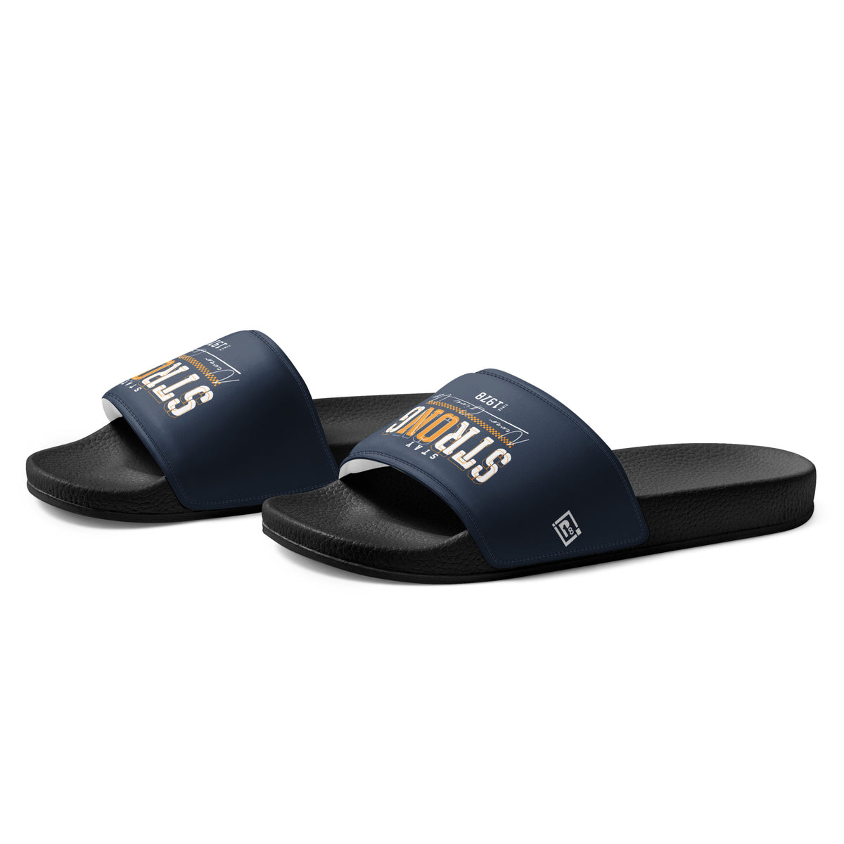 Men's "Stay Strong" Navy Slide Sandals