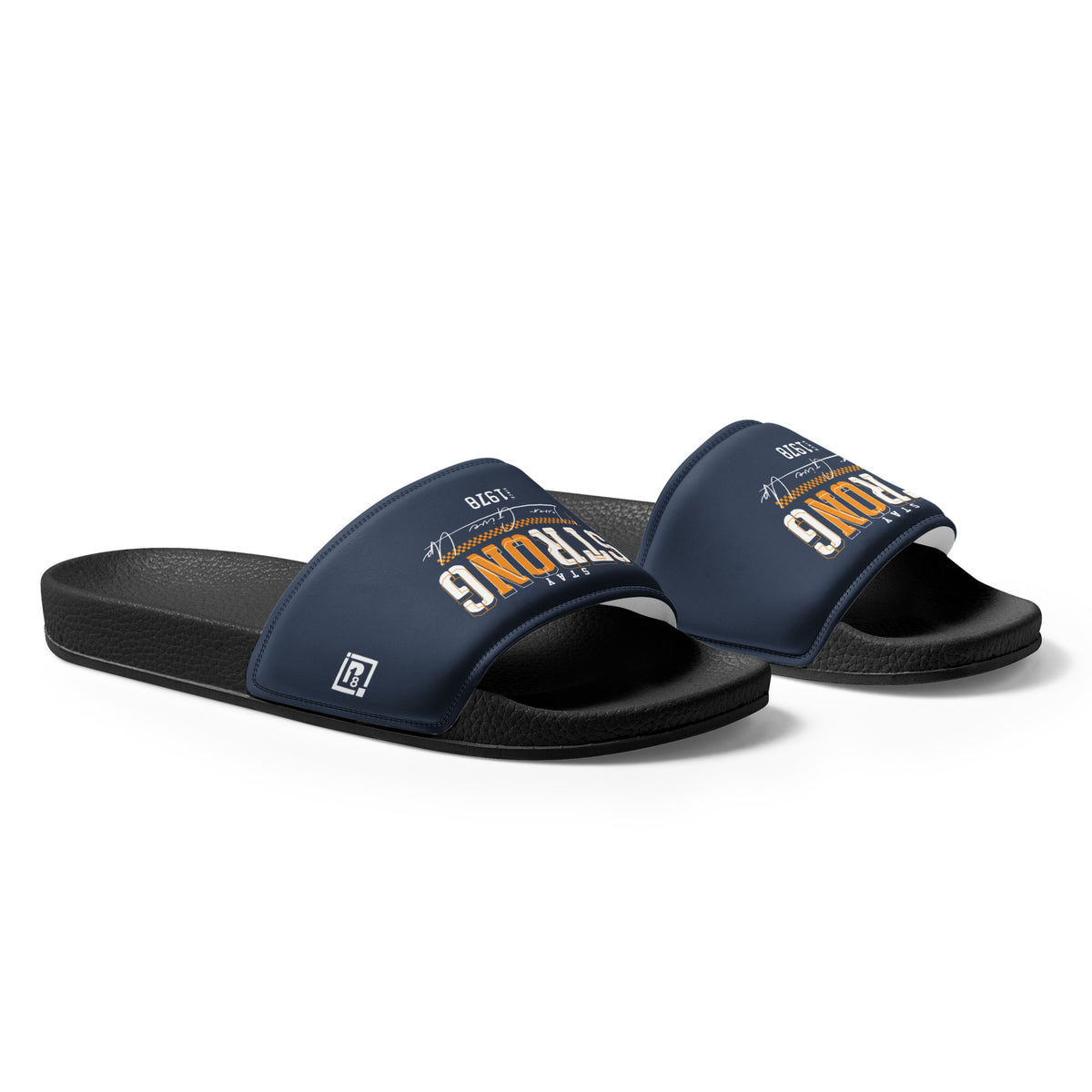 Men's "Stay Strong" Navy Slide Sandals