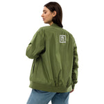 Women's Olive Green Bomber Jacket – "Bonjour" Embroidered Streetwear
