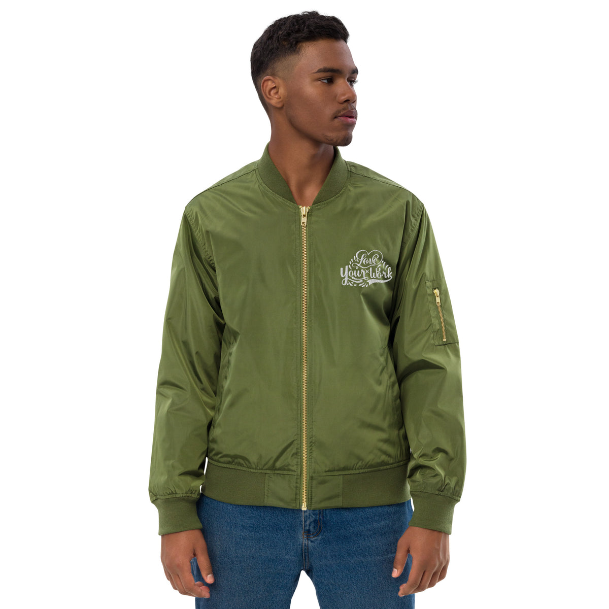 Men’s Olive Green Bomber Jacket – Sleek, Lightweight & Versatile