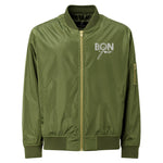 Women's Olive Green Bomber Jacket – "Bonjour" Embroidered Streetwear