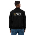Men’s Black Bomber Jacket – "No Rules, No Limits"