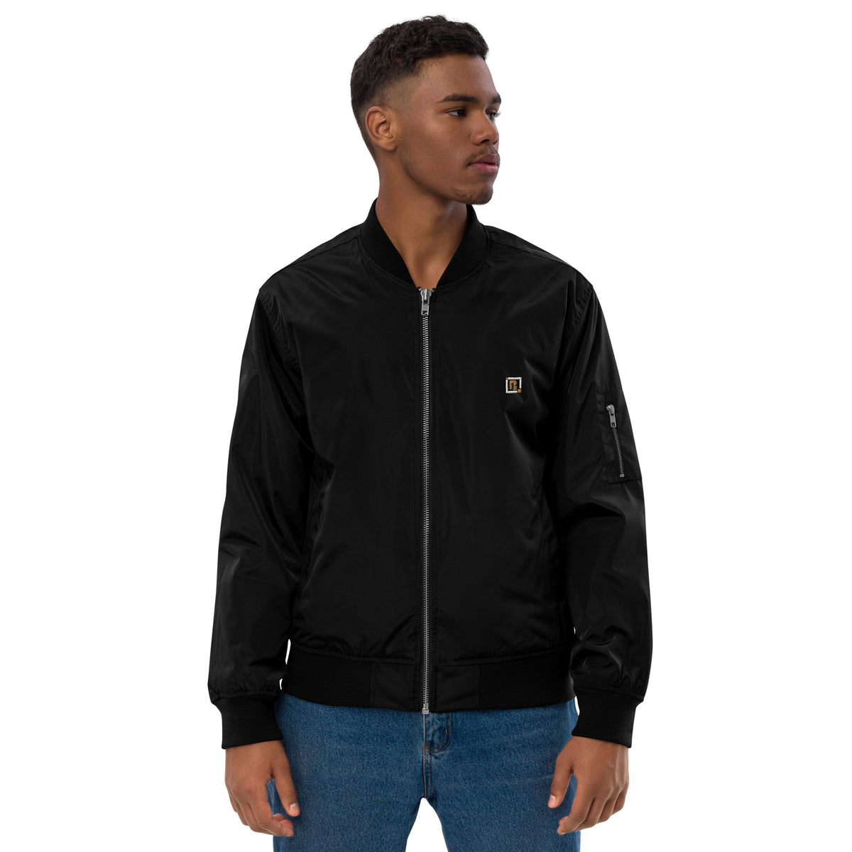 Men’s Black Bomber Jacket – "No Rules, No Limits"