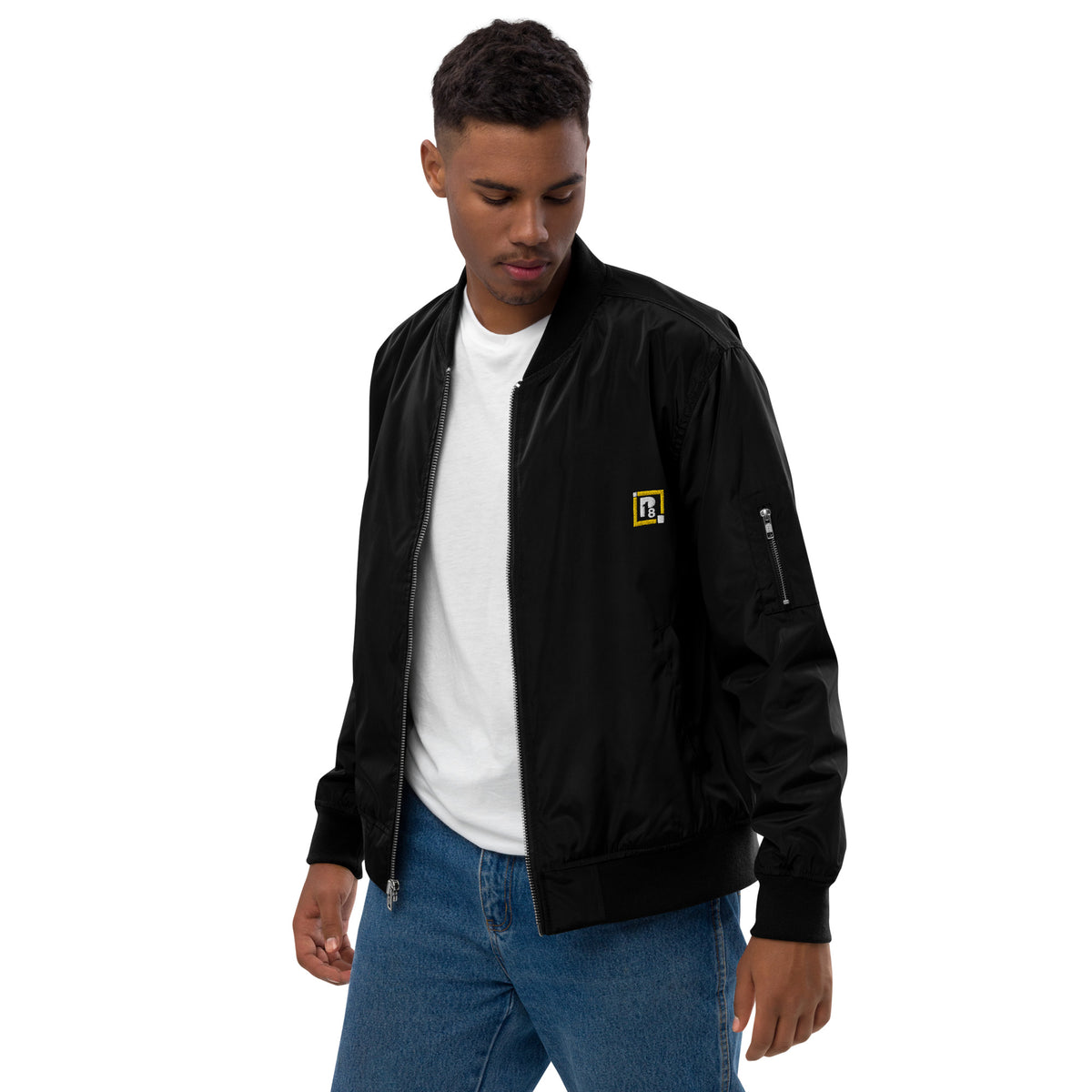 Men’s Black Classic Bomber Jacket – Sleek, Lightweight & Versatile