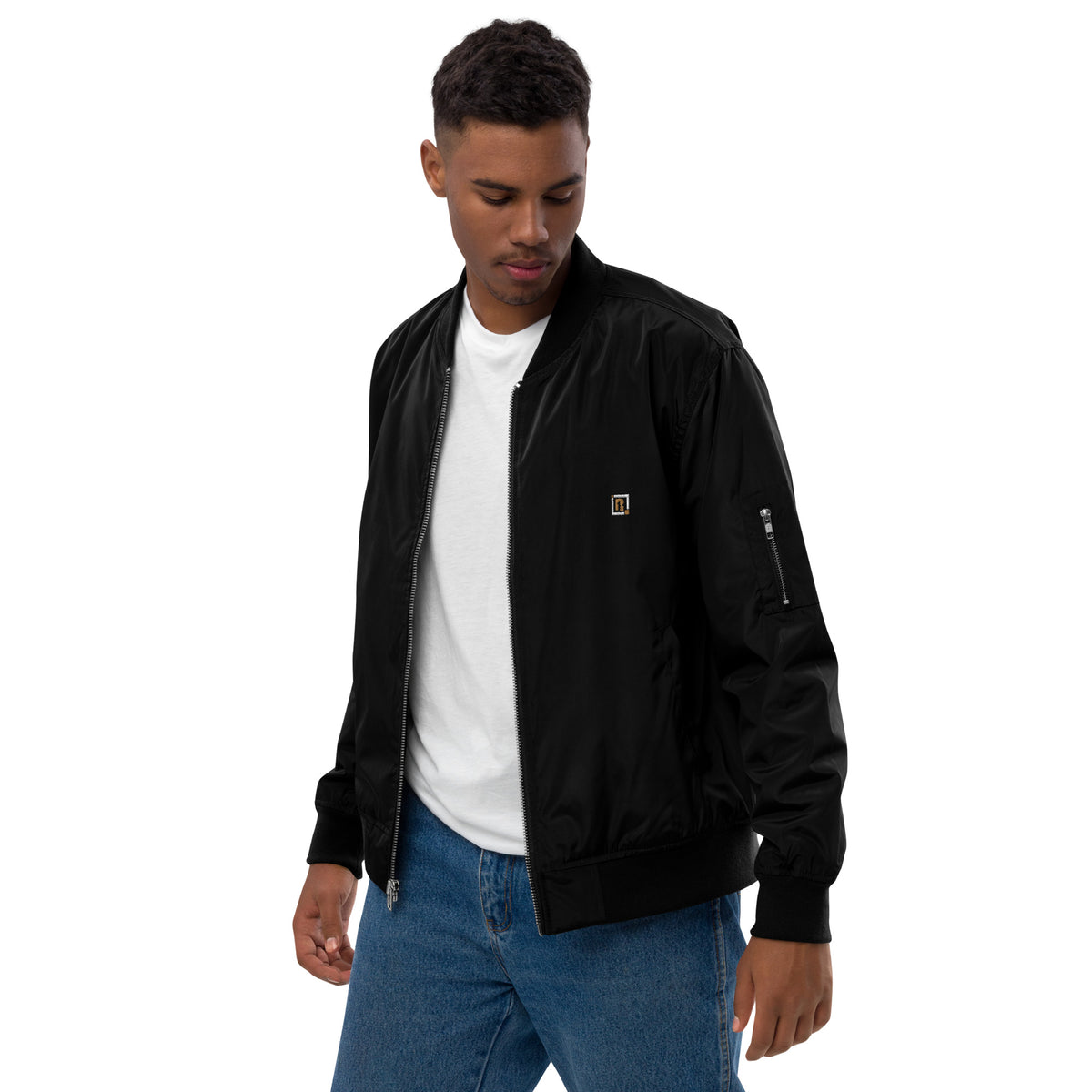 Men’s Black Bomber Jacket – "No Rules, No Limits"