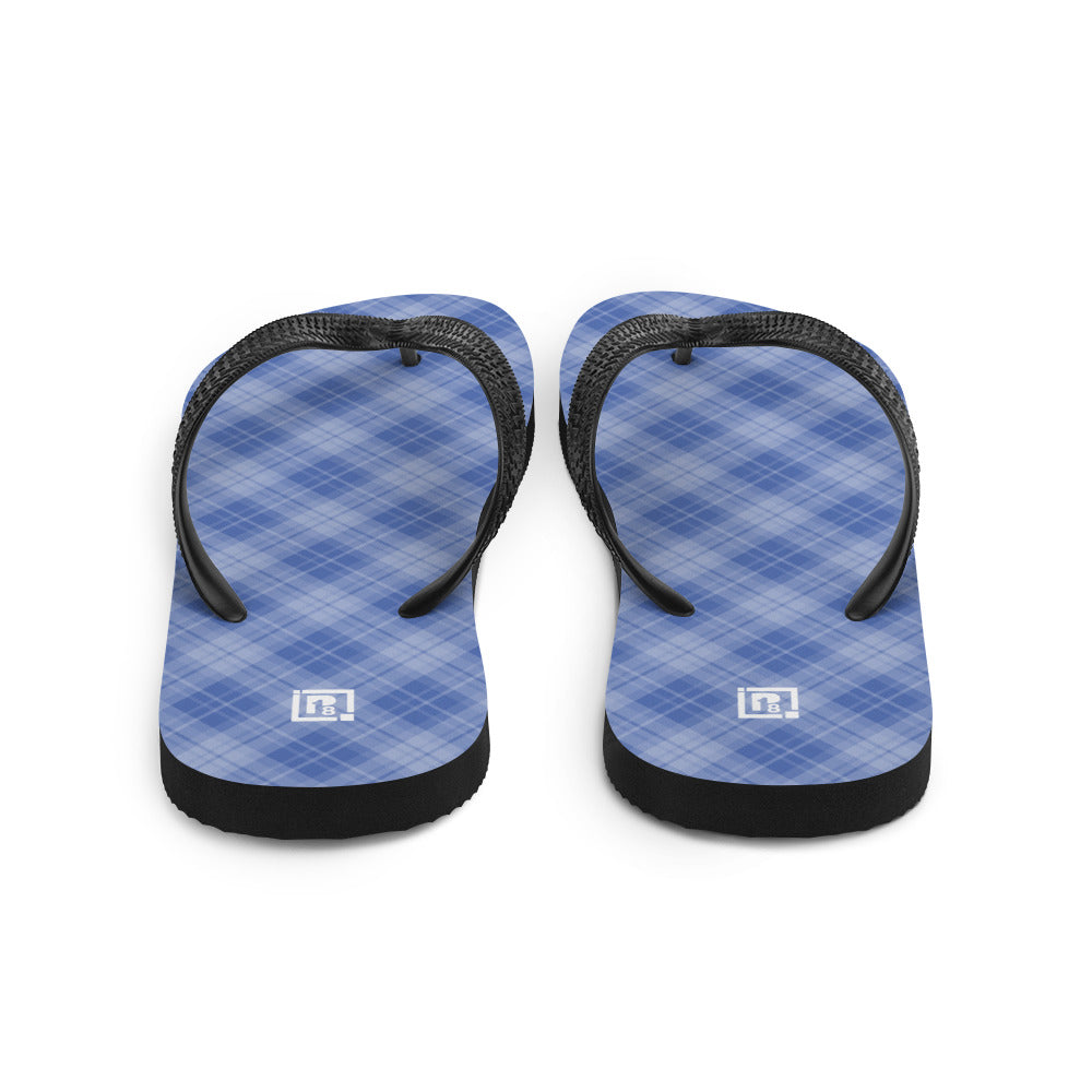 Men's Blue Plaid Flip-Flops