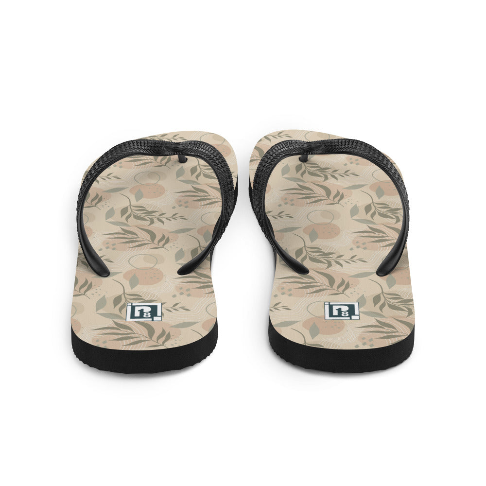 Women's Earth-Tone Leaf Print Flip Flops