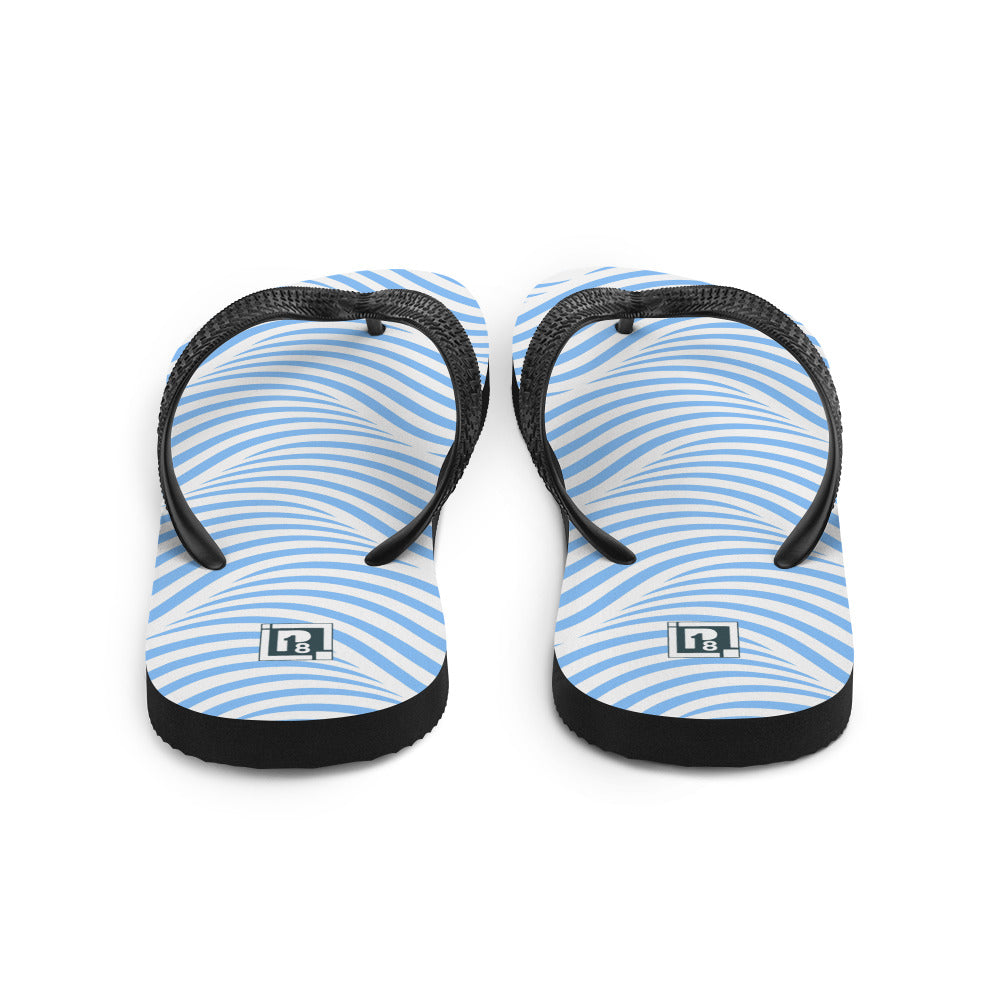 Women's Blue Wave Print Flip Flops