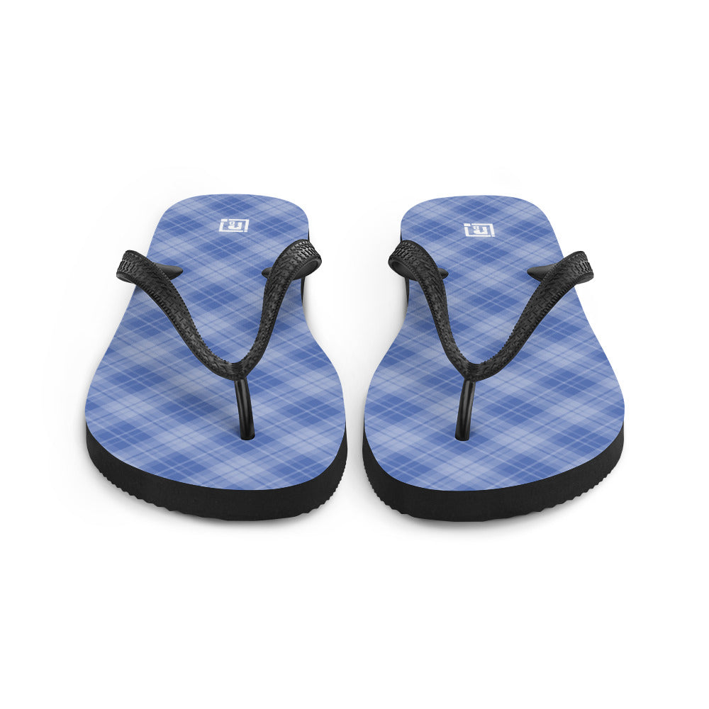 Men's Blue Plaid Flip-Flops