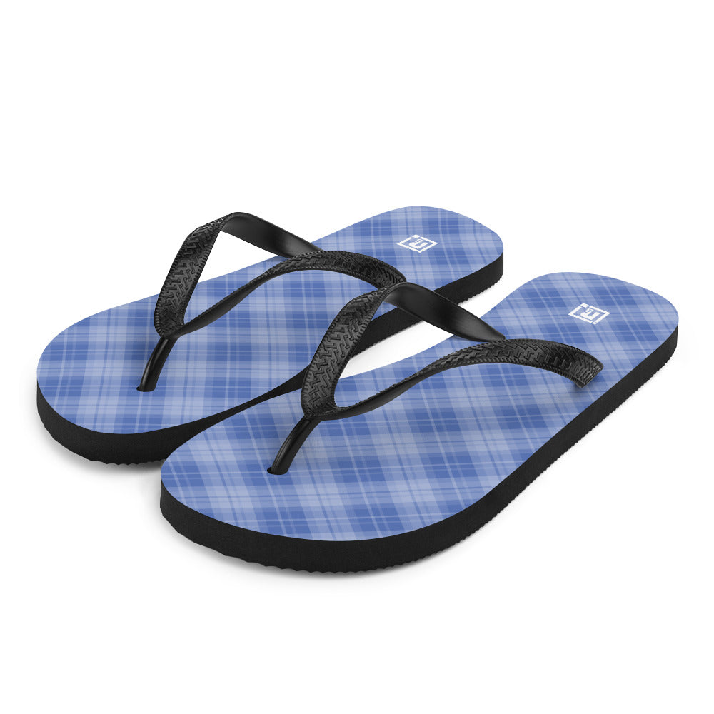 Men's Blue Plaid Flip-Flops